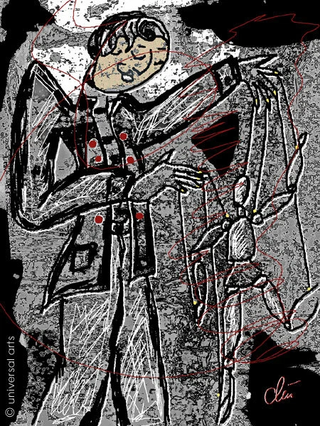 JACQUELINE DITT - The Puppetere limitiert sign.Orig.Druck Grafik Puppenspieler - Bild 1 von 3