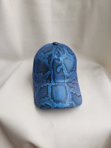 Blue 100% Real Genuine EXOTIC Leather Skin Men Adjustable Hat Cap-Handmade - Picture 1 of 7