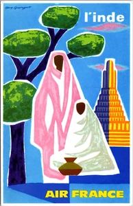 AEROLÍNEA - AIR FRANCE - L'INDE - INDIA - ARTE DE CARTEL - POSTAL 4X6 - Imagen 1 de 2