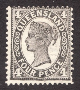 1907-09 Queensland, Australia Sc# 136, Four Pence, QV, Gray Black. MNG Cv$27.50 - Picture 1 of 1