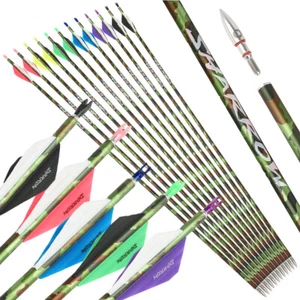30" Pure Carbon Arrows SP340 Shaft Camo Recurve Bow Compoundbow Hunting Shooting - Picture 1 of 20