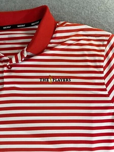Nike Polo Shirt Men’s XXL Red Stripe Black Swoosh "The Players" Golf Performance - Picture 1 of 9
