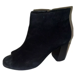 JOHNSTON & MURPHY Shoes Women's Size 9M Black Suede Lizzie Peep Toe Bootie Boots - Picture 1 of 9