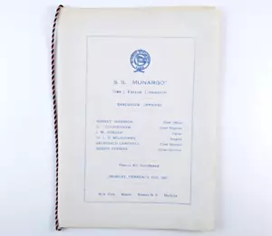 1937 Munson Steamship Line SS Munargo lista passeggeri e menu - Foto 1 di 5
