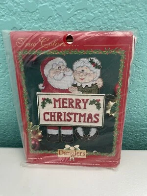 Feliz Navidad Contado Punto de Cruz Kit Santa Mrs Claus Colgantes Colores Verdaderos Foto 1 de 4
