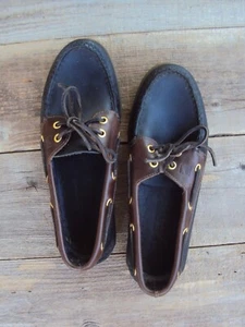 Sperry Top Sider Leather Boat Shoe Mens Size 8 Black Brown Classy Sexy Shoes - Picture 1 of 11