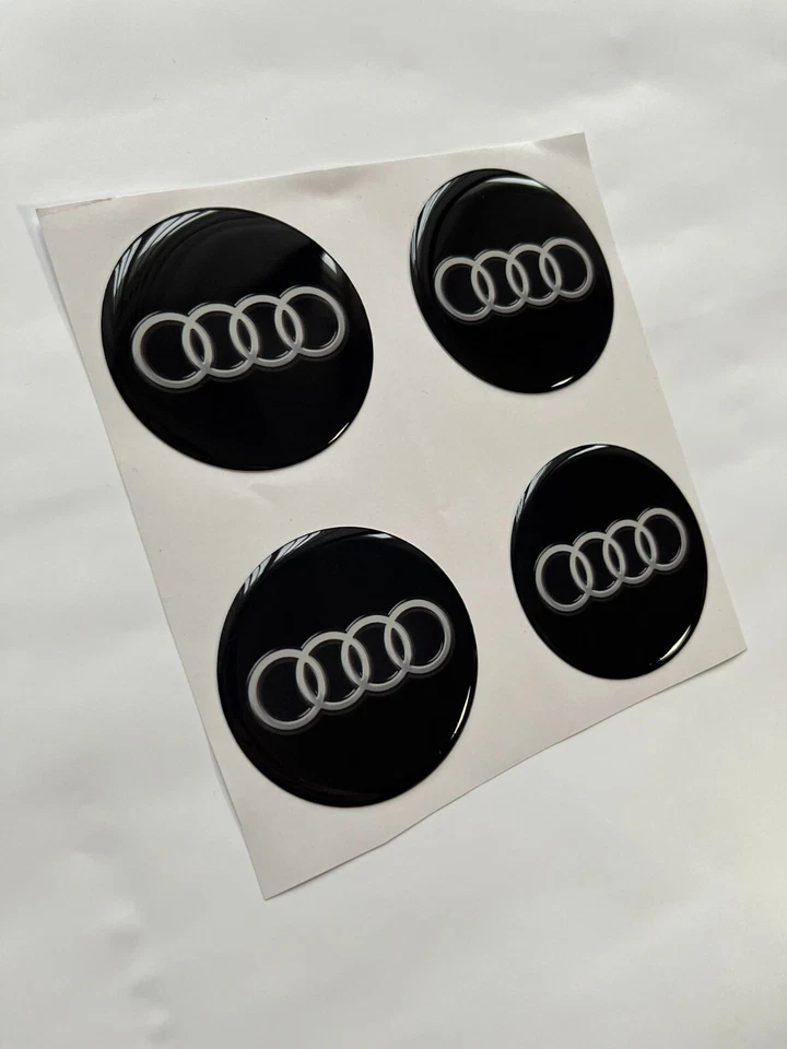 4x Audi silicone wheel emblem sticker hub caps middle hub cap logo decal - Image 1 of 1