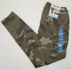 Women's Seven 7 Utility Ankle Skinny Twill Stretch Pants Army Green Camo Size 10 - Picture 1 of 8