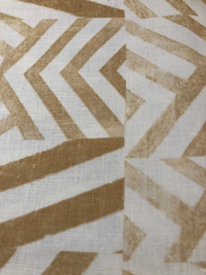 TECIDO ZIG ZAG 100% LINHO DOURADO/BRANCO 58" DE LARGURA POR JARDA LINDO - Imagem 1 de 1