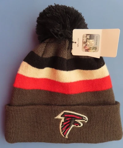 NFL   Atlanta Falcons Stocking Hat with Ball.  Red, Black, White  Falcons NEW Cover