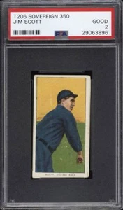 Raro 1909-11 T206 Jim Scott Sovereign 350 Chicago PSA 2 GD - Foto 1 di 2