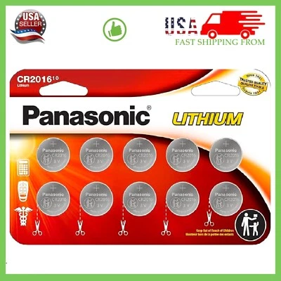 10 x PANASONIC BATERIA DE LÍTIO 3V CR2016 CR 2016 BR2016 DL2016 relógio de célula de botão - Imagem 1 de 4