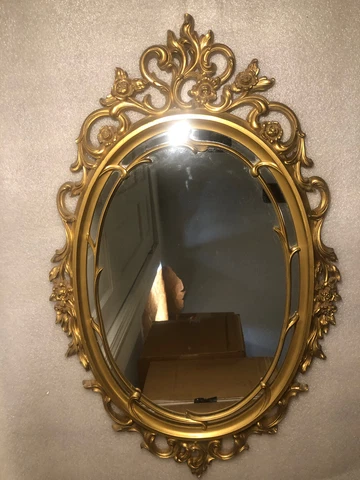 Vintage Large Syroco Ornate Gold Scroll Wall Mirror Hollywood Regency Gorgeous! Cover