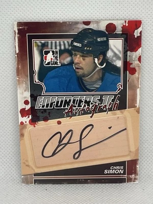 2013 ITG Enforcers AUTO Chris Simon #A-CS Ice Hockey Card  - Image 1 of 4