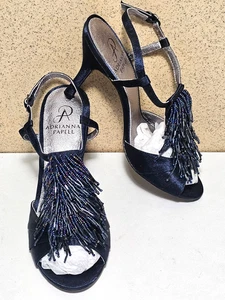 Damenschuhe Papell Größe 5,5, 6 marineblau T-Riemen Sandale Ledersohle Pumps Absatz - Bild 1 von 6