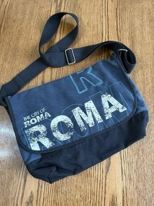 Robin Ruth City Of Roma Canvas Laptop Messenger Bag Navy Used - Picture 1 of 10