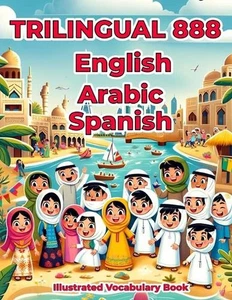 Trilingual 888 English Arabic Spanish Illustrated Vocabulary Book: Colorful Edit - Picture 1 of 1