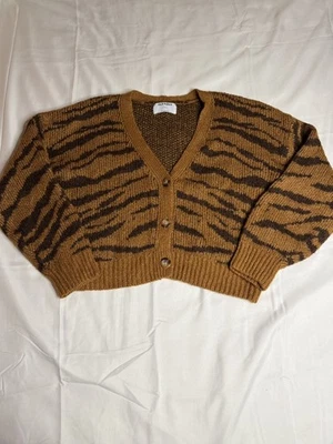 Cárdigan Suéter Grande Azul Marino Antiguo Niños Niñas Tigre Leopardo 10-12 Foto 1 de 4