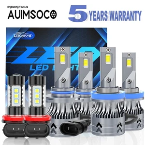9005 H11 H11 6x Front LED Headlight High Low Beam Fog Light Bulbs Conversion Kit - Picture 1 of 16