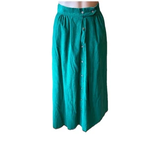 Falda midi vintage años 60 70 punto de vista pana XS S verde esmeralda etiqueta Unión - Imagen 1 de 14