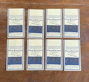 8 VINTAGE Pendleton Wool Fabric Cloth Tag LABEL Dark Blue Gold Stitching - Picture 1 of 2