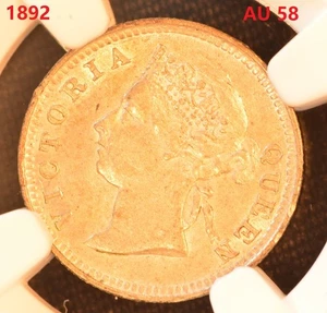 1892 CINA HONG KONG 5C moneta d'argento NGC AU 58 - Foto 1 di 4