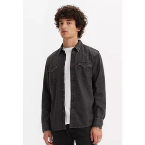Camisa a Presión Levi's Para Hombres Barstow Clásica Denim Occidental Perla Rodeo Negra Talla M - Imagen 1 de 13