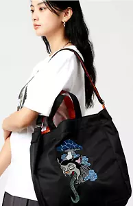Ayako Ishiguro 2WAY Nylon Tote Shoulder Bag Black Orange graniph New Japan - Picture 1 of 10