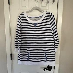 Talbots Damen Sweatshirt Used-Look marineblau weiß gestreift Größe M Medium E3 - Bild 1 von 8