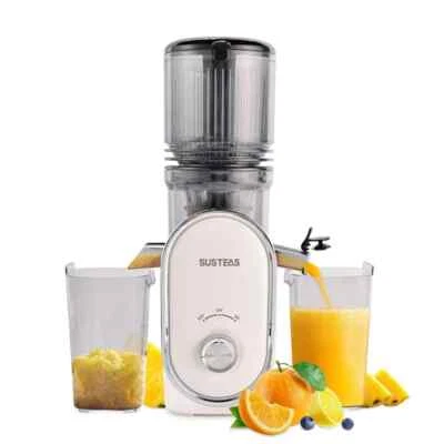SUSTEAS Cold Press Juicer 300W 5.3 inch Large Feed Chute 1.5L Capacity Beige