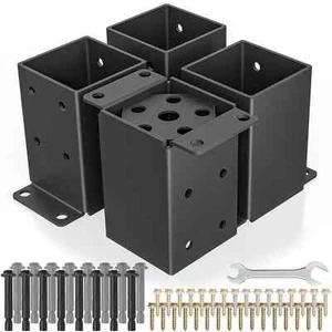 4 Stück Metall 4×4 Pfostenbasis, Innengröße 3,5"x3,5" Schwerlast Pfostenhalterung BW - Bild 1 von 3