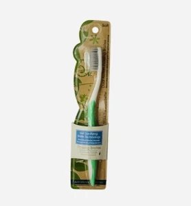 Ecofam Soft Toothbrush Dual Action Antimicrobial Flossing Bristles, Adult Green - Picture 1 of 1
