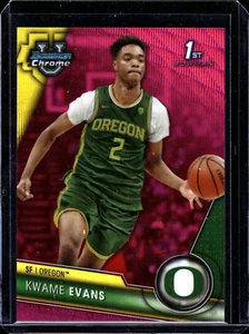Kwame Evans Oregon 2024 Bowman Chrome U #66 1° rifrattore onda rosa Bowman /125 - Foto 1 di 2