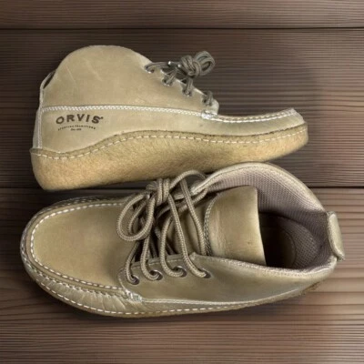 Orvis 靴子 男式 7.5 皮革 Chukka Gumsole Gumshoe 鞋 滑板握把 防滑 — 第 1/4 张图片