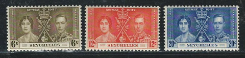 BRITISH SEYCHELLES 1937  VF MNH STAMPS SET " CORONATION ISSUE " Cover