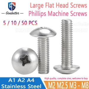 Large Flat Head Screws Phillips Machine Screws M2 - M8 A1 A2 A4 Stainless Steel - Picture 1 of 8
