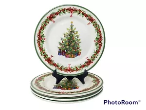 4 Traditions Holiday Celebrations Plates 8" Salad Christmas Christopher Radko - Picture 1 of 6