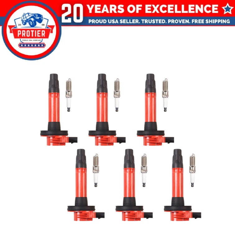 Set of 6 Ignition coil+ Spark Plug Compatible with Lincoln Mazda 3.7L 3.5L V6 - Image 1 of 1