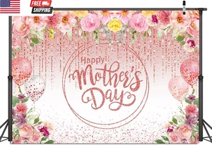 7X5Ft Happy Mothers Day Backdrop Mother'S Day Pink Flower Backdrop Mother'S Day - Picture 1 of 7