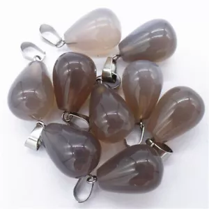 100 Piezas 18x13mm Venta al por mayor Natural Gris Ágata Lágrima Colgante Cuentas Hágalo Usted Mismo HH8325 - Imagen 1 de 1