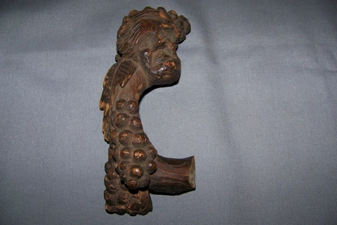 Vintage, Wooden Carved Face, "Handle" Cover