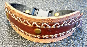 hecho por mi estudiante ~ pulsera - 3 cueros diferentes ~ cosido a mano - Imagen 1 de 5