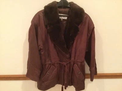 Abrigo chaqueta de cuero y piel sintética de lujo para mujer LA NOUVELLE RENAISSANCE; talla L Foto 1 de 4