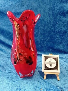 Murano  Vase Zipfelvase Rest of Day mit Gold  2,7 kg 30 cm - Picture 1 of 5