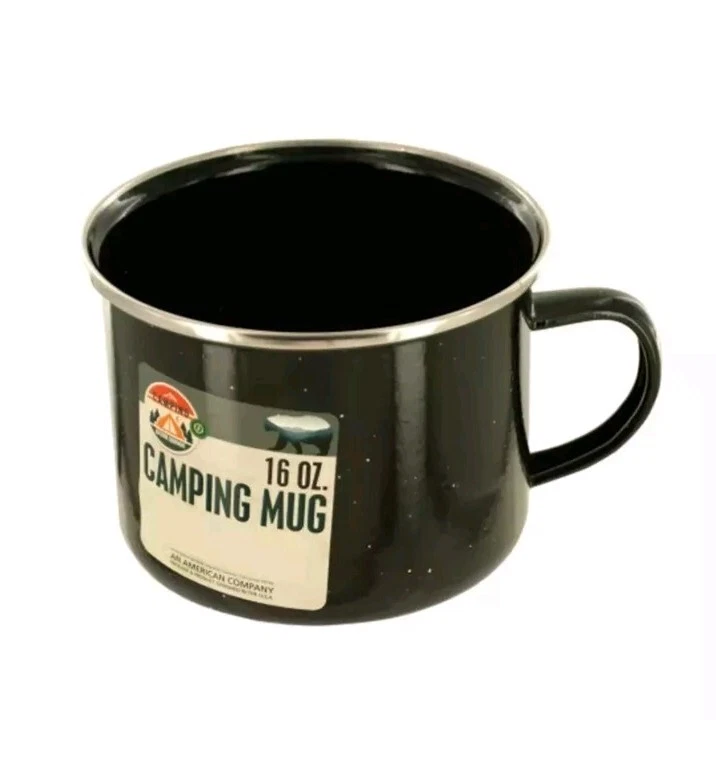Enamel Camping Mug 16 oz -Black/Silver - Image 1 of 1