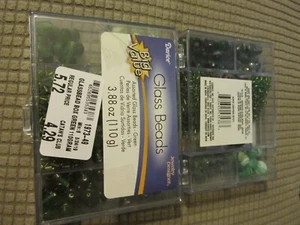 "GREEN GLASS BEAD ASSORTMENT - 2 BOXES"" - NWT - 3.88 OZ - Picture 1 of 1
