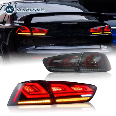 Smoke LED Tail Lights For Mitsubishi Lancer 2008-2017 EVO X Animation Rear Lamps - Image 1 of 4