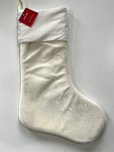 21” Christmas Holiday Stocking Cream Natural White Velvet , At Home - Picture 1 of 5