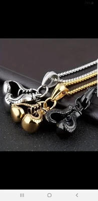 Lässige trandy Boxhandschuhe Legierung Anhänger Halskette Dekko Party Mann Par - Bild 1 von 4