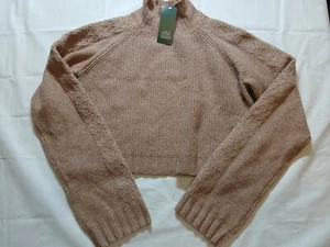 Women's Mock Turtleneck Boxy Pullover Sweater - Wild Fable Brown Size XXS - Picture 1 of 5